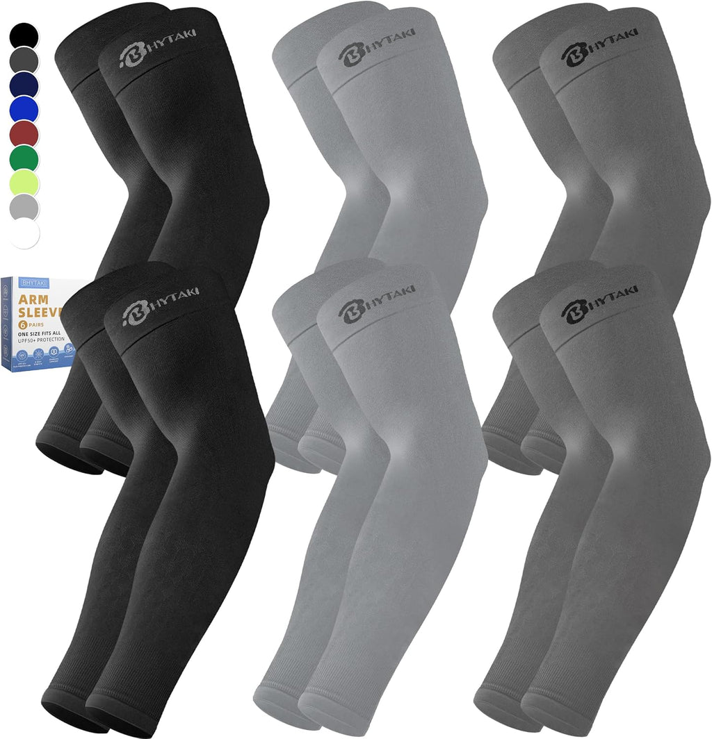 BHYTAKI Cooling Compression Arm Sleeves for Men Women,UPF50 UV Sun Protection Sleeves for Work Sport Tattoo Cover Up