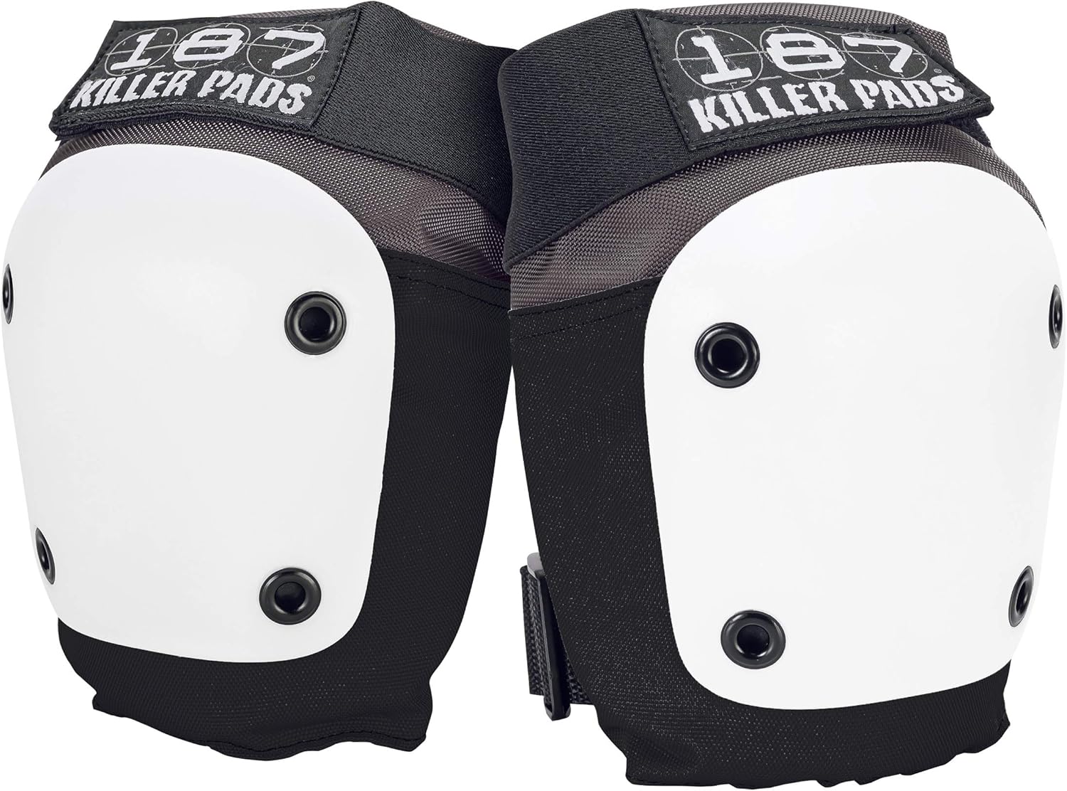 187 Killer Pads Fly Knee Pads - Grey w/White Caps - Large (Grey/White, Small)