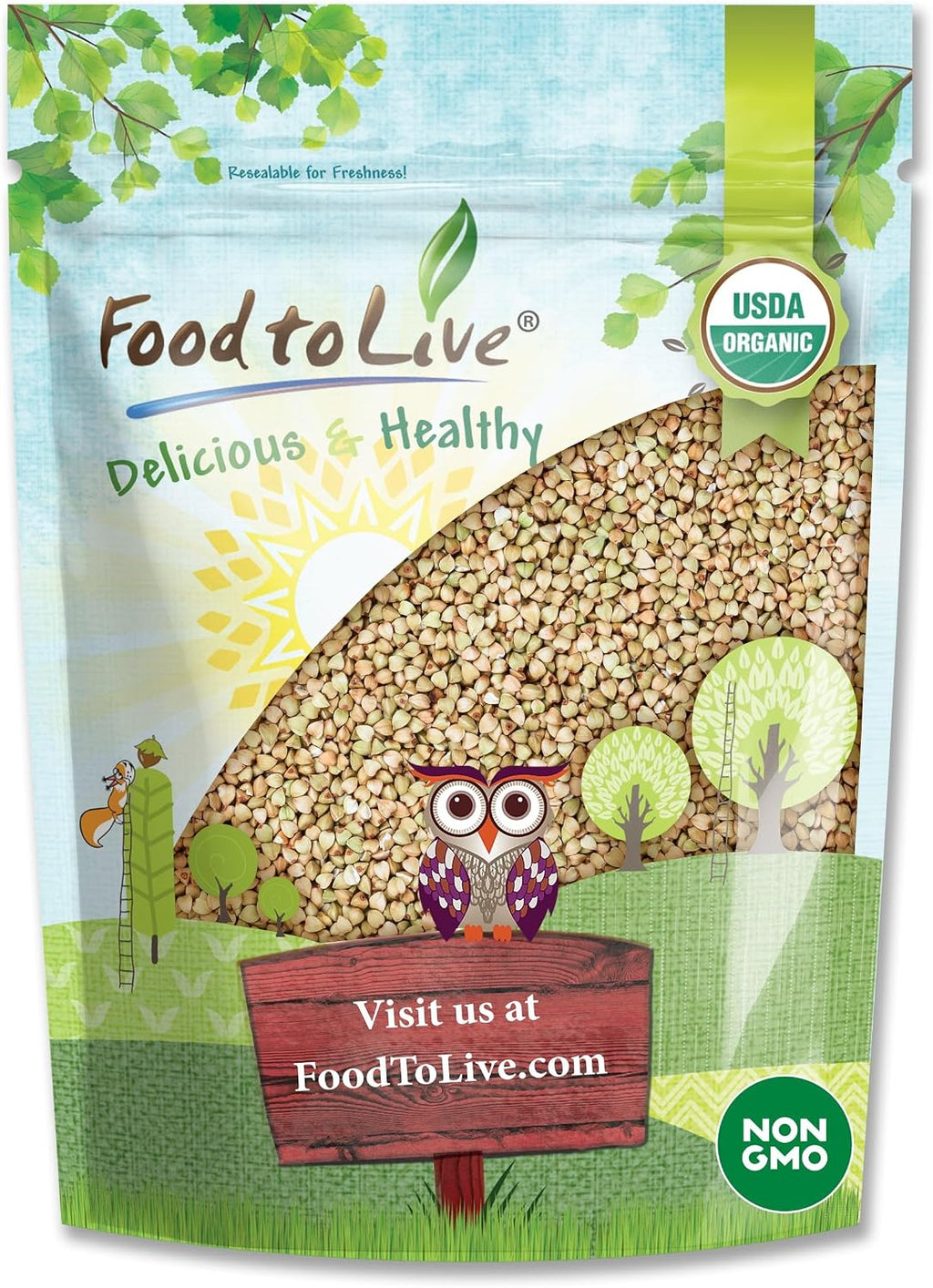 Food to Live - Gluten Free Organic Buckwheat Groats, 3 Pounds – Hulled Raw Non-GMO Whole Grain. Quick-Cooking. Perfect for Kasha, Grechka and Cereals