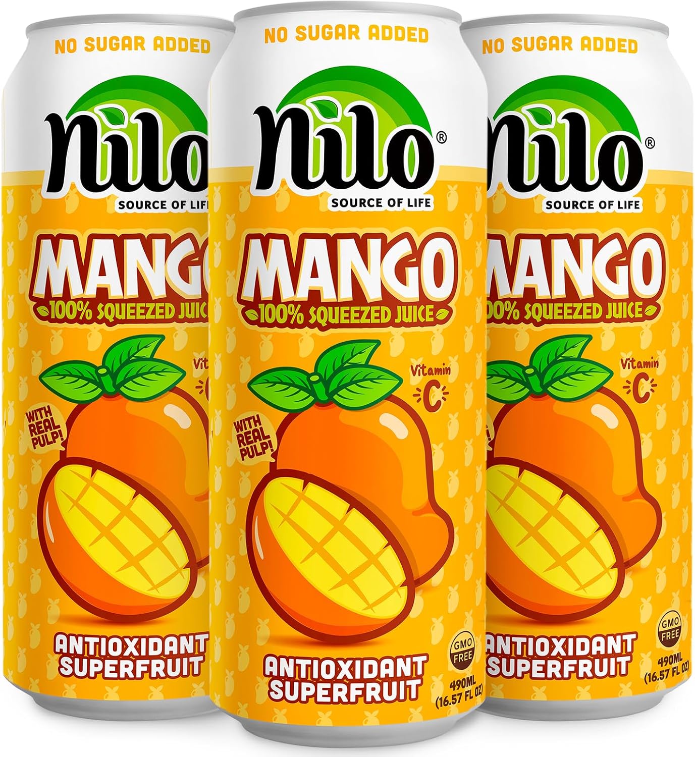 NILO Mango Juice | 100% Squeezed Mango | NO Sugar added | NOT From Concentrate | 16.57 oz (Pack of 12)