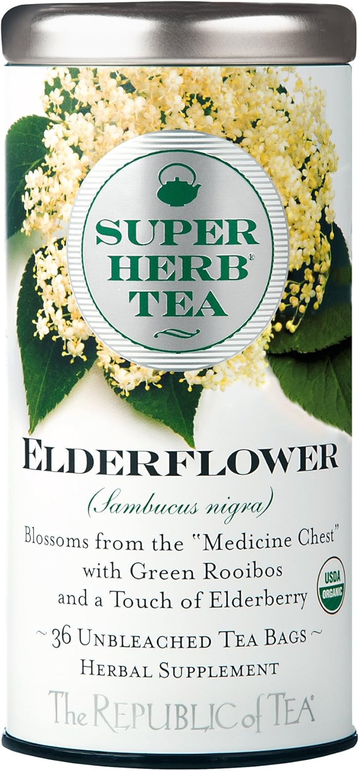The Republic of Tea — Organic Elderflower SuperHerb Tea Tin, 36 Herbal Tea Bags, Naturally Caffeine-Free