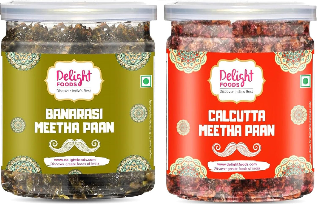 Delight Foods Calcutta & Banarasi Meetha Paan Combo (300g x 2), Mouth Fresheners & Digestive, After Meal Snacks | No Supari | Premium Flavour | Traditional Mukhwas, Sweet & Refreshing Paan