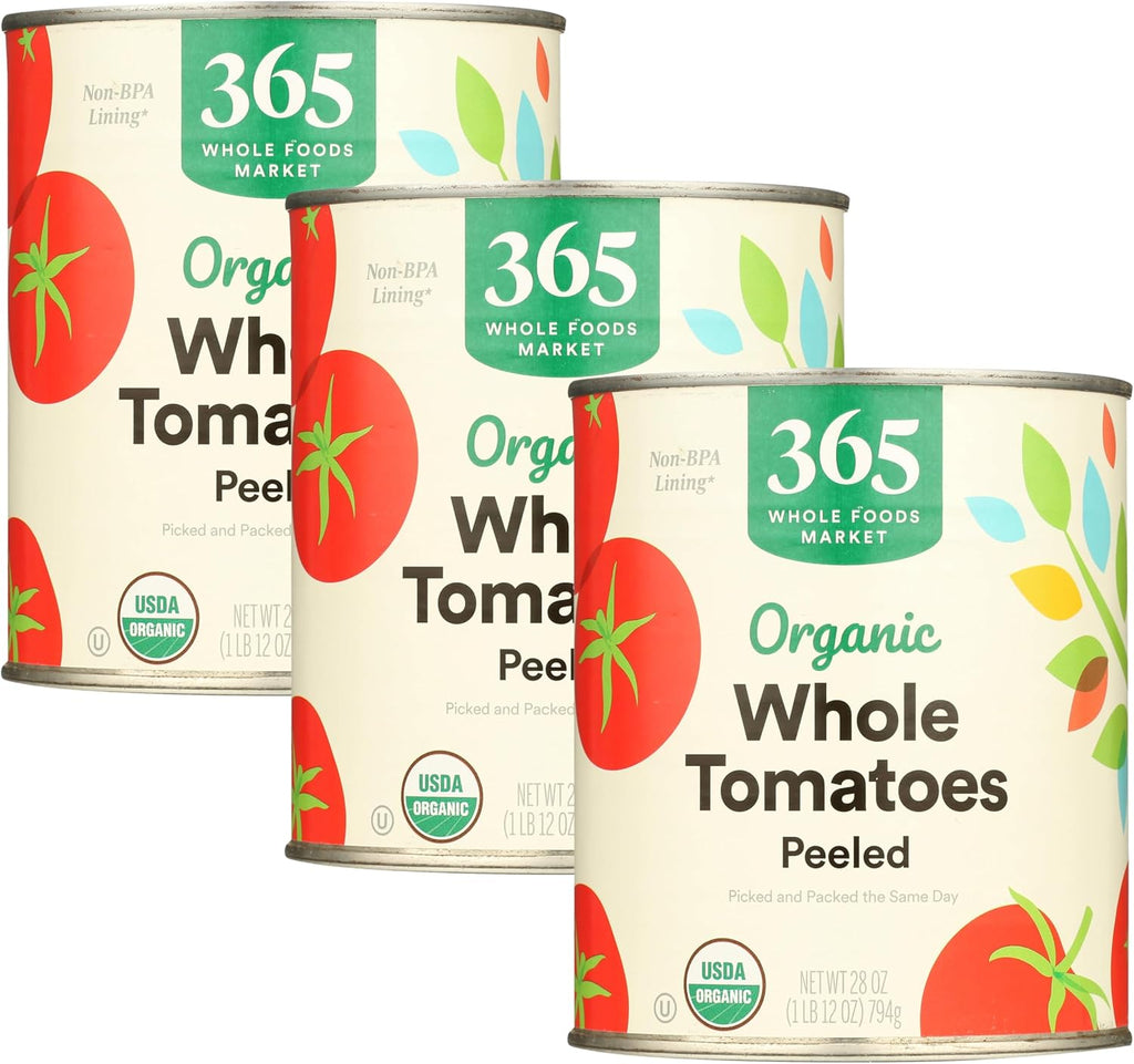 365 by Whole Foods Market, Tomatoes Whole Peeled Organic, 28 Ounce (Pack of 3)