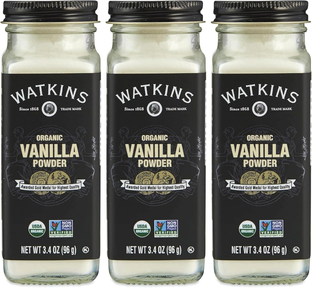 Watkins Gourmet Organic Spice Jar, Vanilla Powder, 3.4 oz. Bottle, 3-Pack