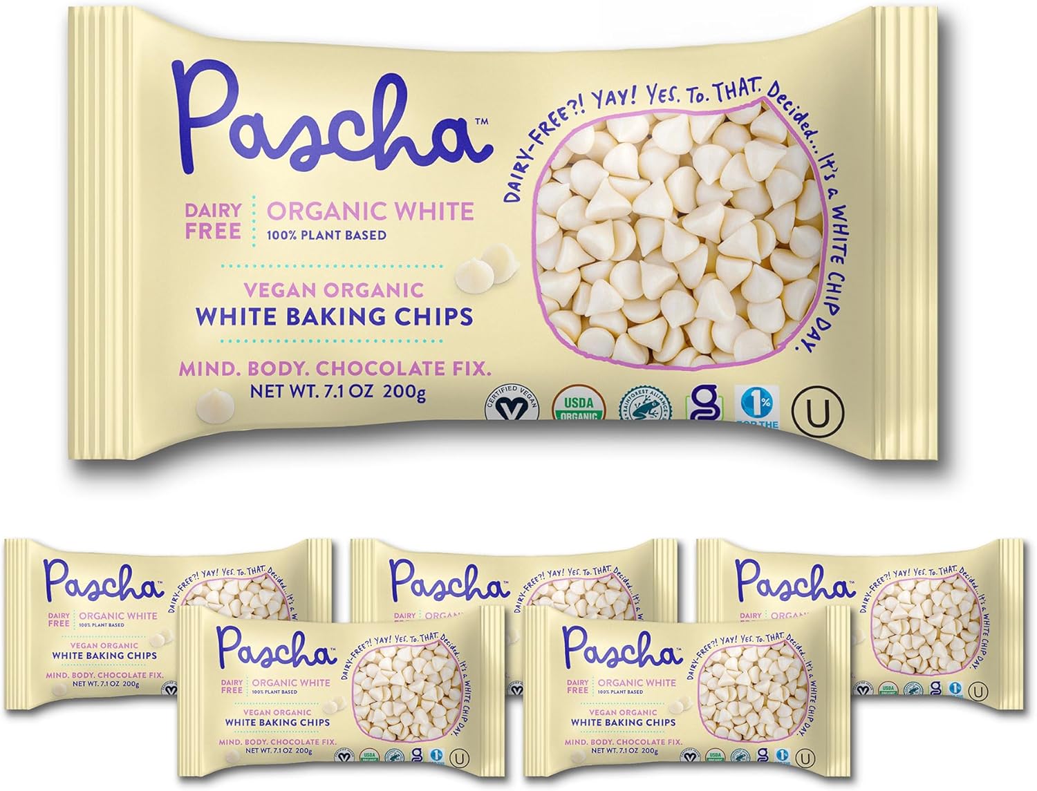 Pascha, Organic White Rice Chocolate Baking Chips, 7.1 Ounce