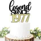 Legend Since 1977 Cake Topper 48th Birthday Happy Birthday Cake Topper Men and Women Cheer 48 Years Old Handmade Black Gold Glitter Cake Decoration (black gold, 1977)