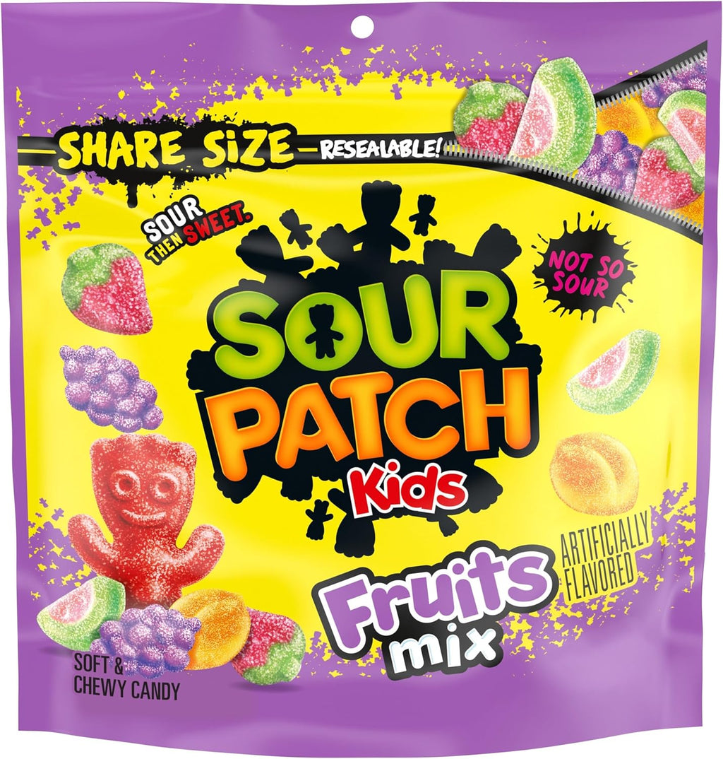 SOUR PATCH KIDS Fruits Mix Soft & Chewy Candy, Share Size, 11.03 oz