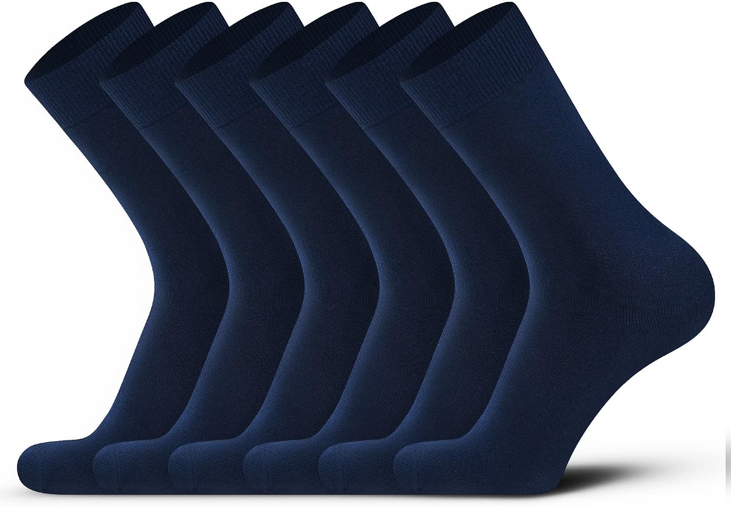 DarkCom Men's Dress Socks, Black, 6 Pairs Classic Cotton Polyester Socks, Reinforced, Cozy