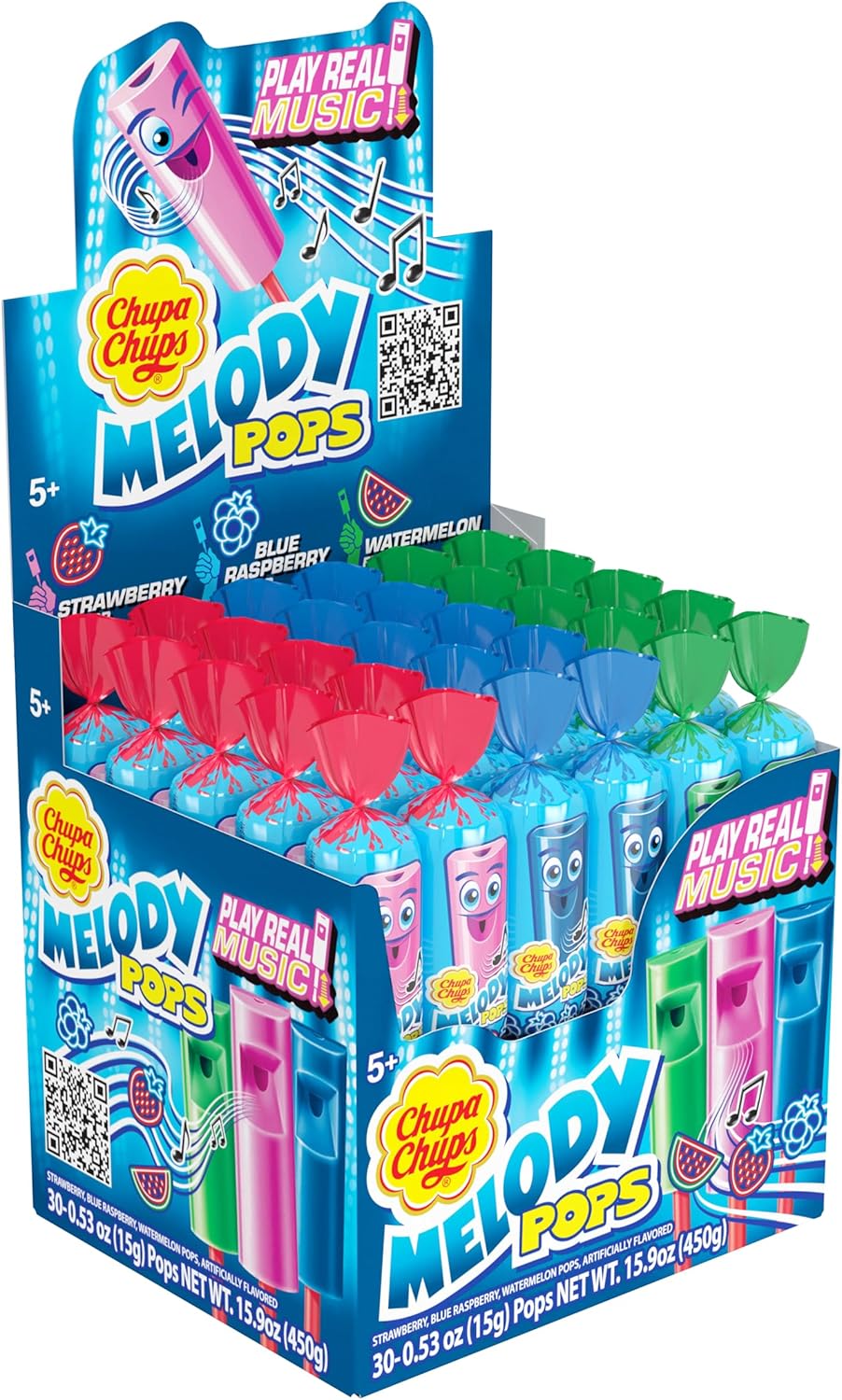Chupa Chups Melody Pops (30 Pcs.) – Fruity Flavored Lollipops with Classic Music-Inspired Fun – Perfect for Parties, Candy Bowls, Classroom Treats, and Everyday Snacking