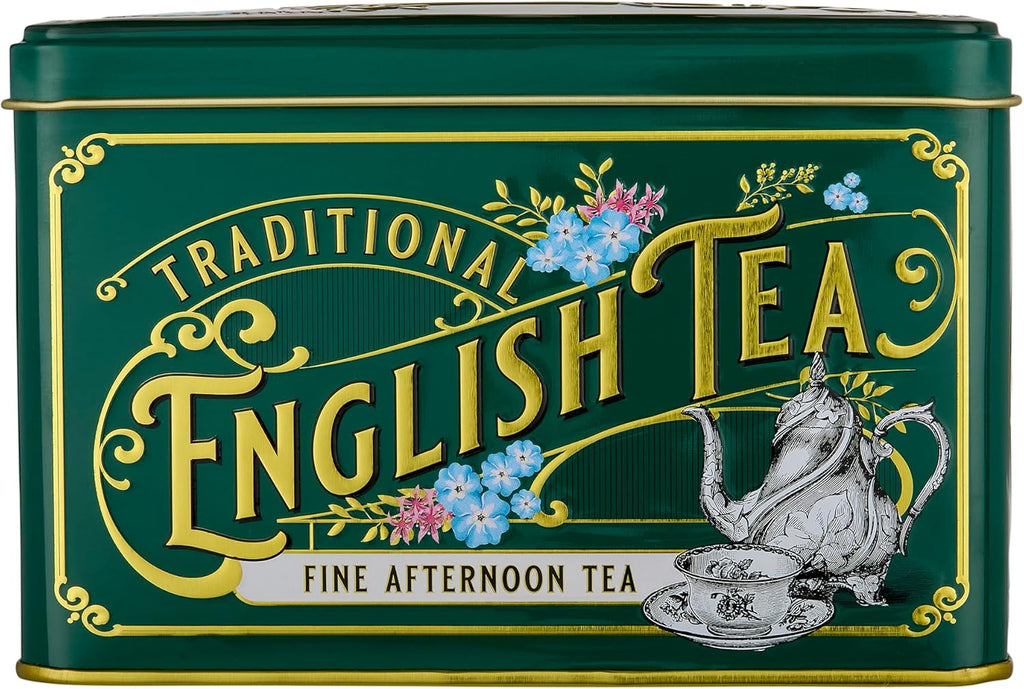 Vintage Victorian Bottle Green Tea Tin with 40 English Afternoon Teabags