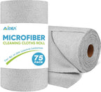 AIDEA Microfiber Cleaning Cloth Roll, Grey 75PK, Reusable Paper Towels Tear Away Cloth, Microfiber Towels for Cars, Wash Cloths, Lint Free Rags for House, Kitchen,Window,Cleaning Supplies 11.5"×11.5"