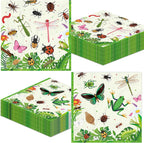 40Pcs Bug Theme Napkins Bug Birthday Party Decorations Garden Nature Themed Insect Party Napkins, for Nature Theme Decor, Kids Girls Boys Dinner Dessert Picnic Birthday Baby Shower Favor