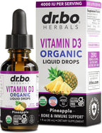 Vitamin D3 Liquid Drops Organic - Vegan VIT D Liquid Vitamin D for Adults & Kids Oil 4000 IU Vegan Organic D3 Drops Sublingual Supplement - Immune & Bone Health VIT Supplements, Non-GMO 30 Servings