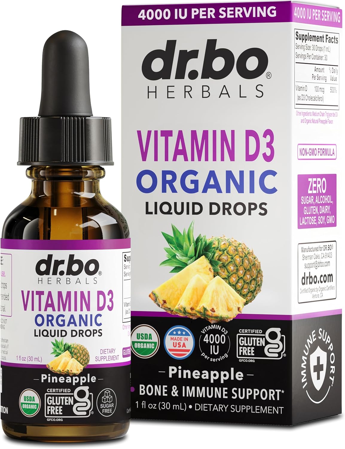 Vitamin D3 Liquid Drops Organic - Vegan VIT D Liquid Vitamin D for Adults & Kids Oil 4000 IU Vegan Organic D3 Drops Sublingual Supplement - Immune & Bone Health VIT Supplements, Non-GMO 30 Servings