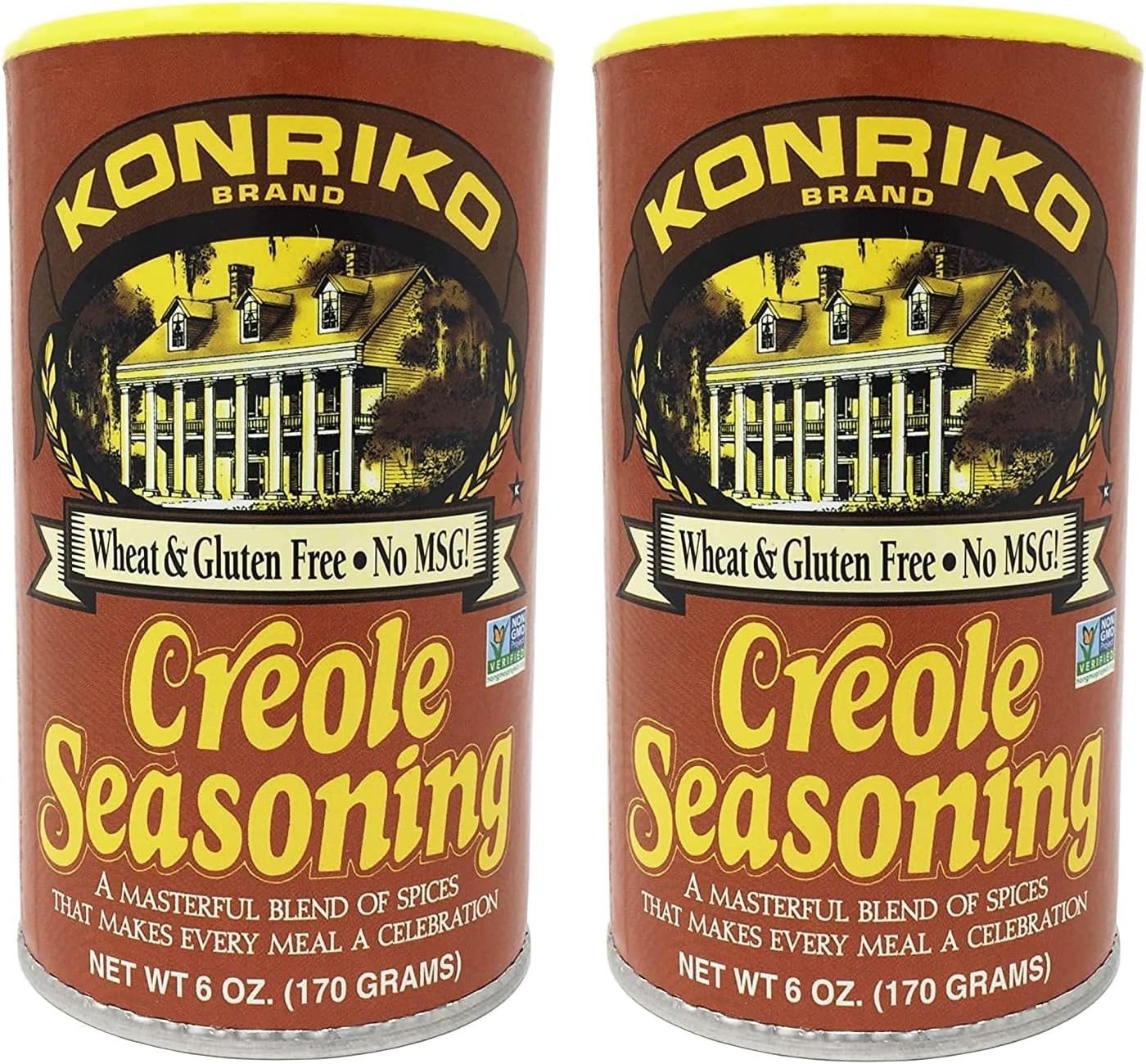 Konriko - Creole Seasoning 6 oz - Wheat Free - Gluten Free - No MSG - Pack of 2