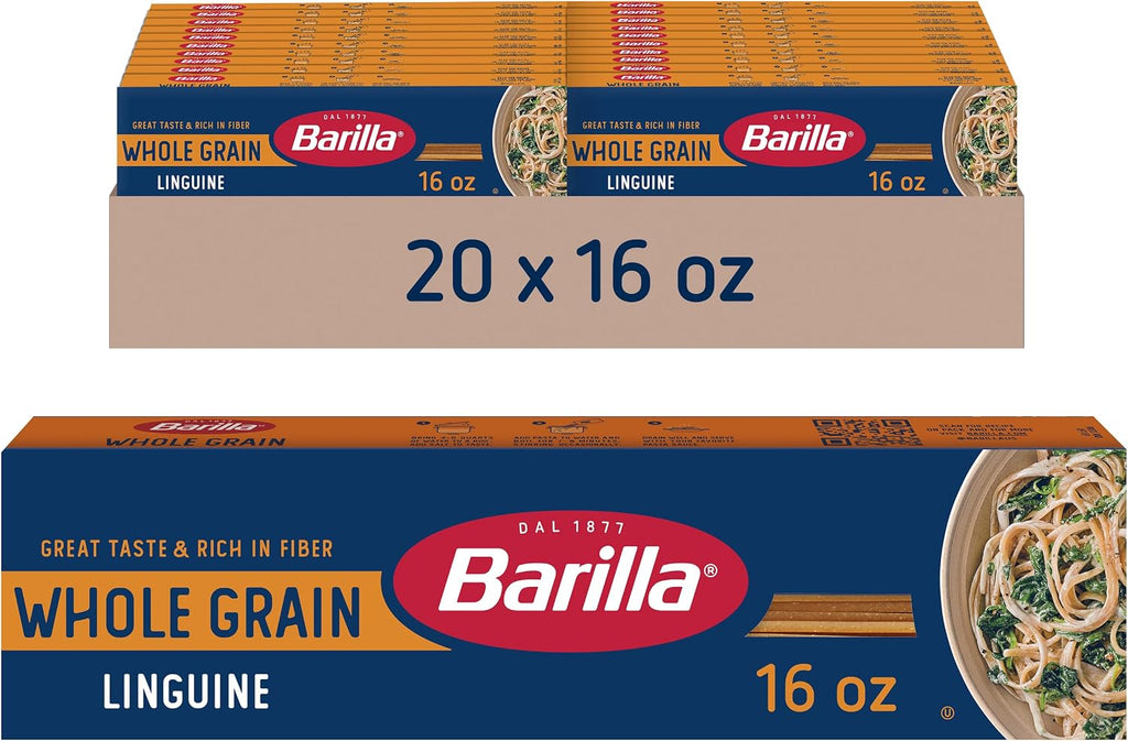 Barilla Whole Grain Linguine Pasta, 16 oz. Box (Pack of 20) - Non-GMO, Made With 100% Whole Grain Durum Wheat - Great Source of Fiber