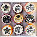 Ephlyn 54Pcs Edible 2026 Graduation Cupcake Toppers Wafer Paper Grad Cap Cupcake Picks Diploma Done Congrats Grad Cake Decorations for Class of 2026 Graduation Party Supplies Black