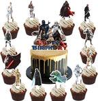 25Pcs Star Wars Birthday Party Supplies Pack Includes 1 Cake Topper 24 Cupcake Toppers for Star Wars Party Supplies