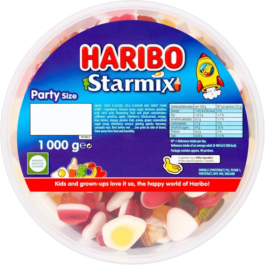 Huge Original Haribo Starmix Tub Imported From The UK England The Best Of British Gummy Candy Haribo Starmix Party Size Tub