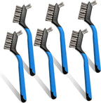 Mini Wire Brush Set 6Pcs - Stainless Steel Wire with Curved Handle Grip for Rust, Dirt & Paint Scrubbing with Deep Cleaning
