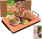 POHS Himalayan Salt Block Cooking Plate 12x8x1.5 for Cooking, Grilling, Cutting and Serving, with Metal Tray & Recipe Booklet Unique Gifts for Men, Women, Chefs & Cooks