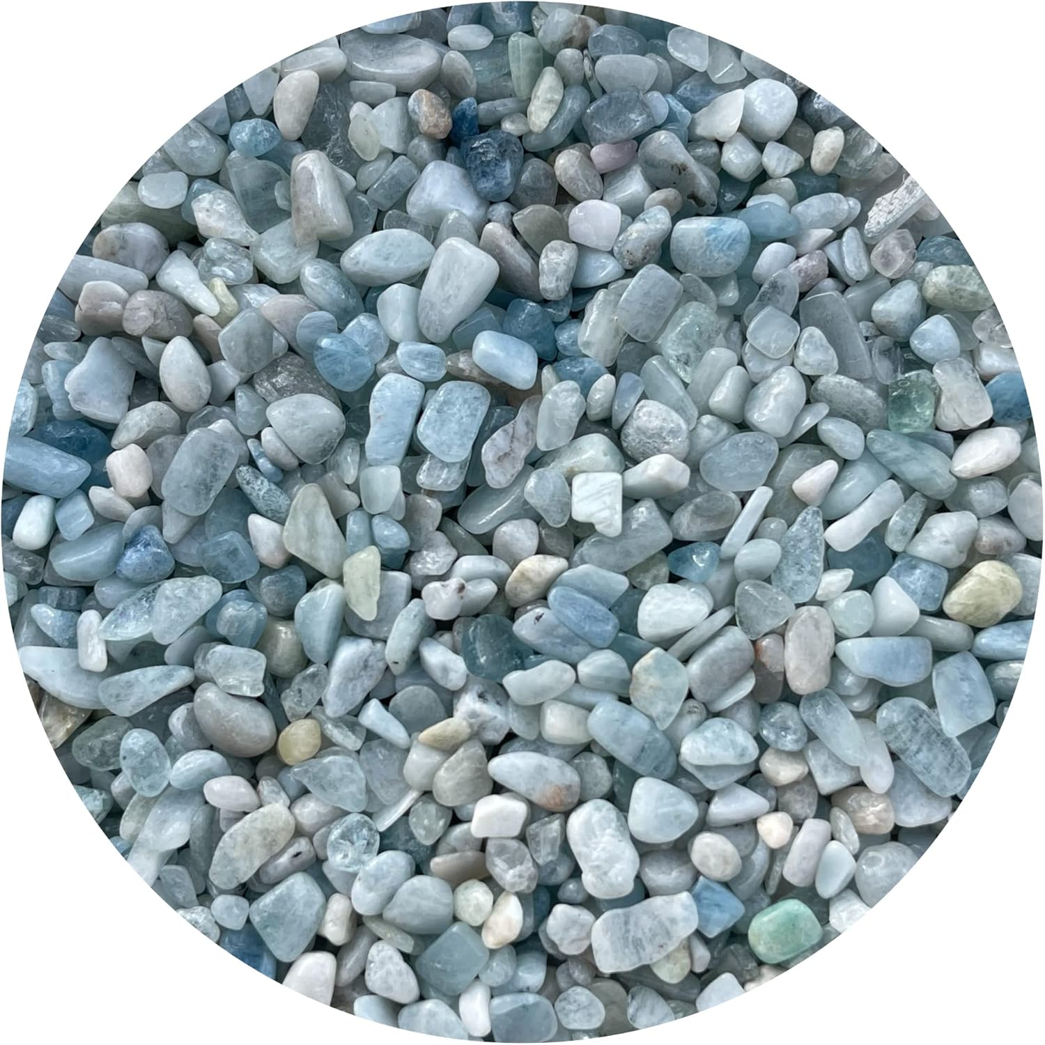 Wholesale Natural Semi Tumbled Aquamarine Gemstone Chips, Crushed Mini Crystals, Undrilled Crystal Chips (Aquamarine, 0.5 Pound)