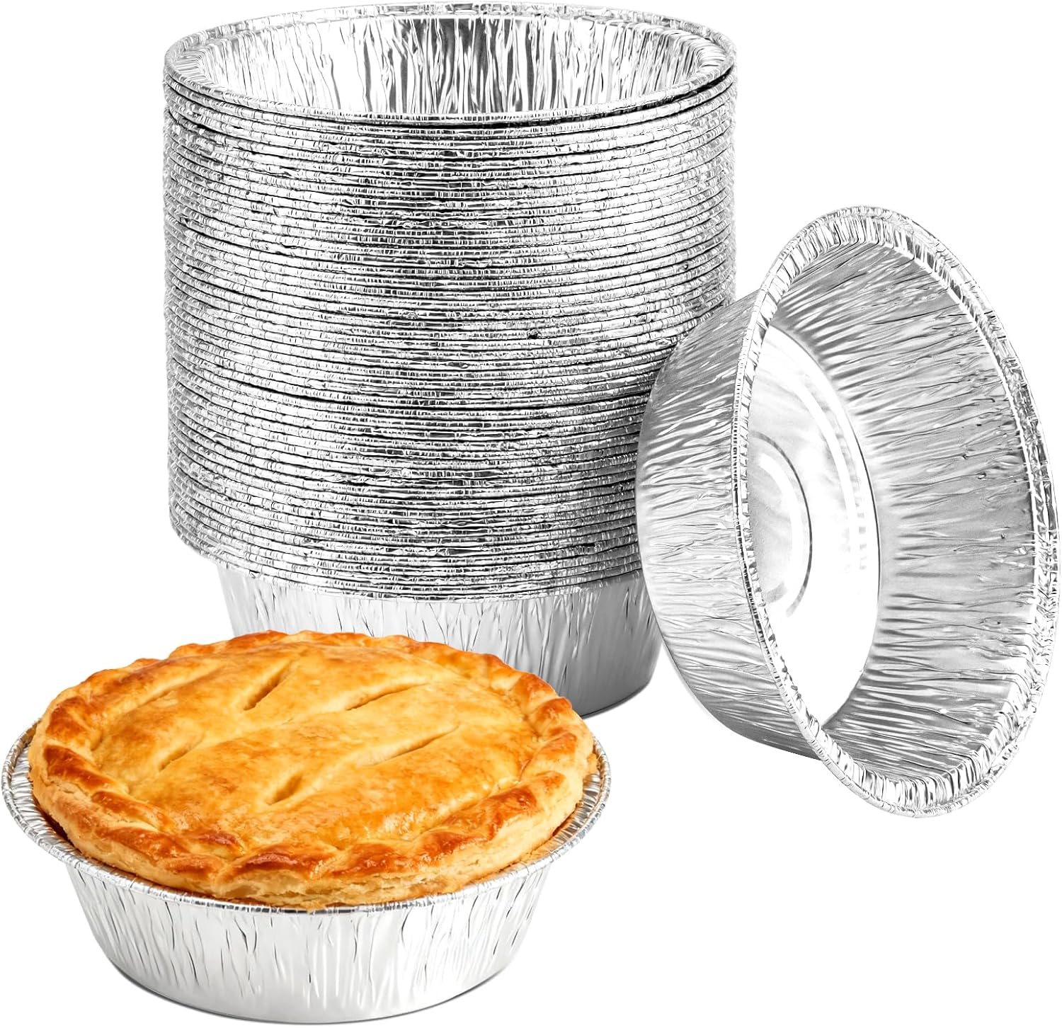 50 Pack 5" Round Tart Pie Foil Pans Disposable Aluminum Foil Tart & Pie Tins for Baking,Cooking,Storage or Reheating