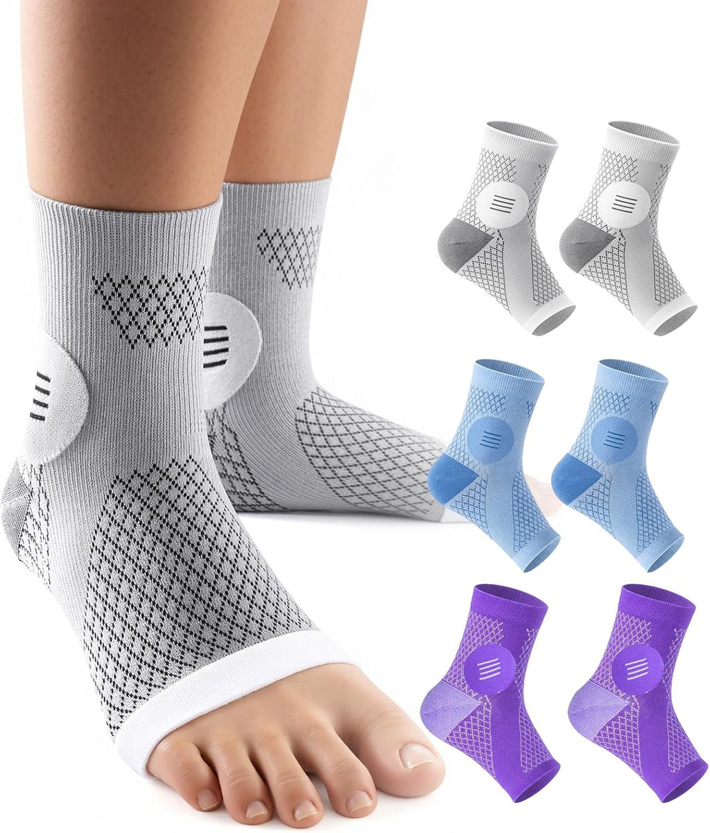 3 Pairs Neuropathy Socks for Women & Men, [Ultra Breathable] Plantar Fasciitis Socks for Achilles Tendonitis Relief, [20-30 mmHg Compression] Ankle Socks for Arch Support