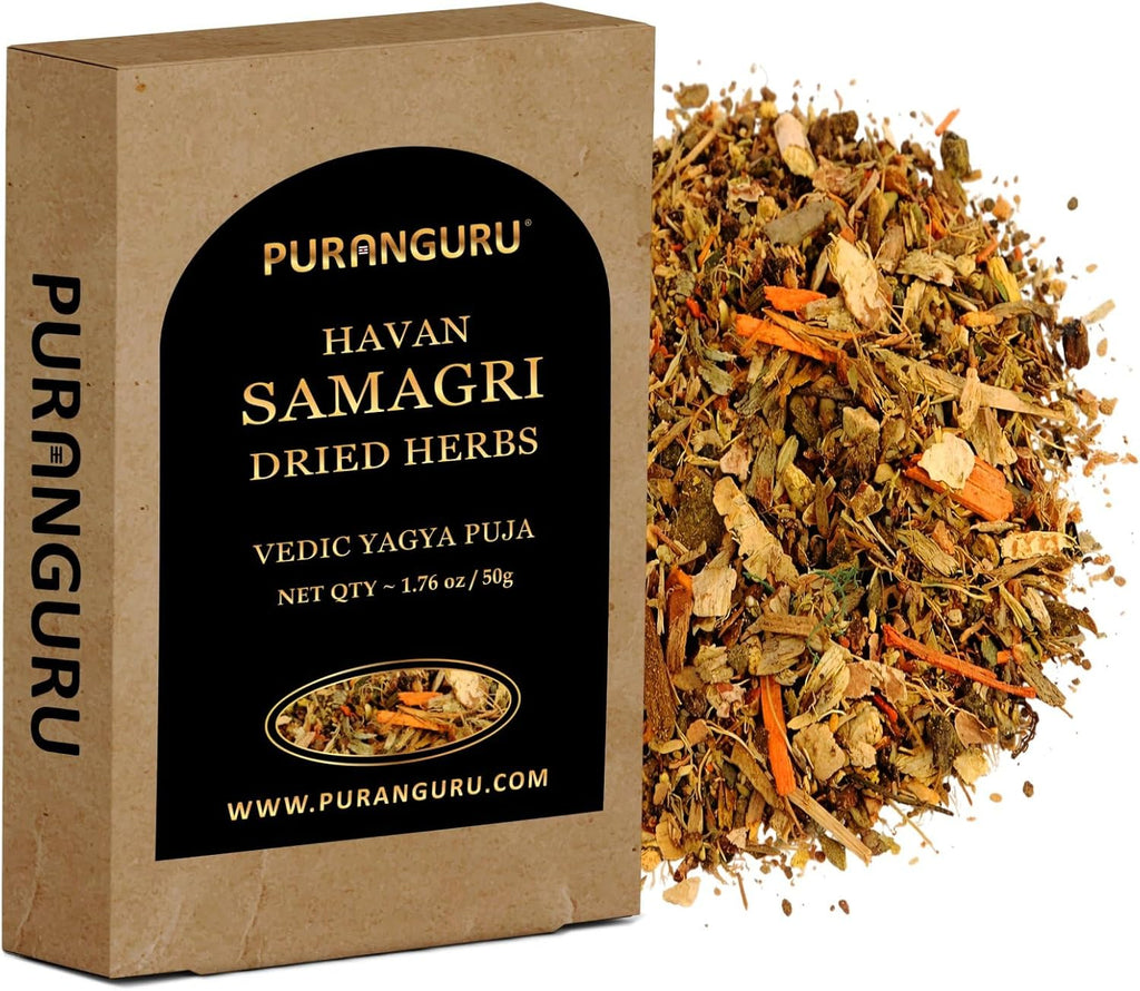 Havan Samagri for Puja | 50g/1.76 oz | Vedic Yagya Puja Hawan Samagri | Fragrant Natural Dried Herbs for Burning | Home Havan Kund Homam Samagri | Energy Cleansing, and Spiritual Protection
