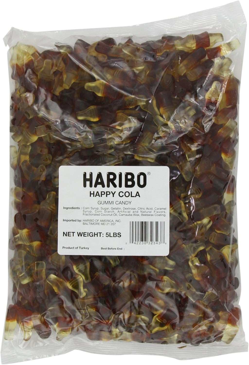 Haribo Gummi Candy, Happy-Cola, 5 Pound