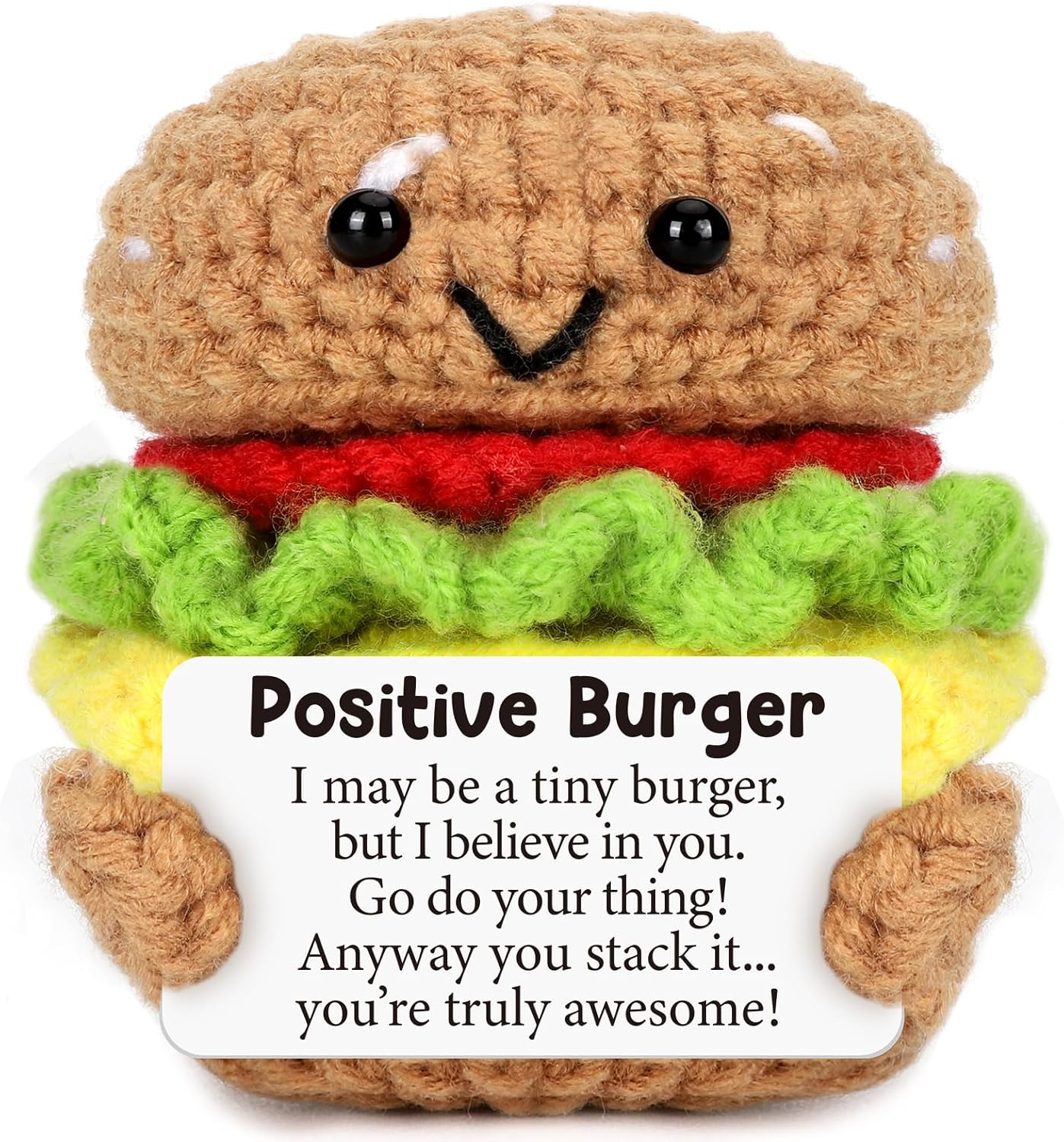 Mini Inspirational Graduation Gifts for Women Men Handmade Positive Crochet Burger for Birthday Encouragement Cheer Up Gift for Coworker Friend Boss Teacher Appreciation Ideas