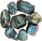 1.1lb Bulk Raw Labradorite Rough Crystal-Natural Labradorite Raw Stones Crystal for Tumbling, Cabbing, Fountain Rocks, Decoration, Polishing, Wire Wrapping, Wicca & Reiki Crystal Healing