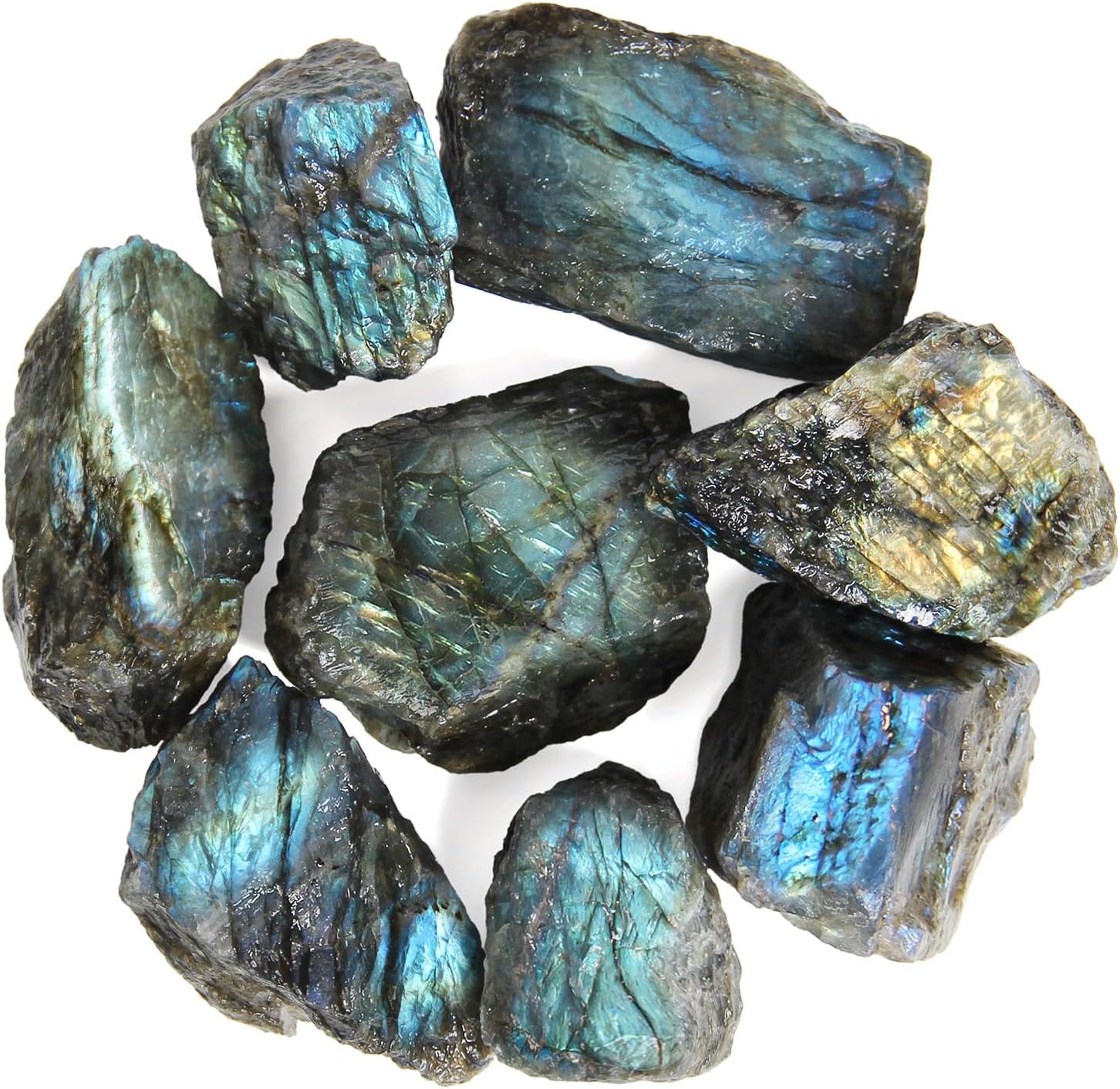 1.1lb Bulk Raw Labradorite Rough Crystal-Natural Labradorite Raw Stones Crystal for Tumbling, Cabbing, Fountain Rocks, Decoration, Polishing, Wire Wrapping, Wicca & Reiki Crystal Healing