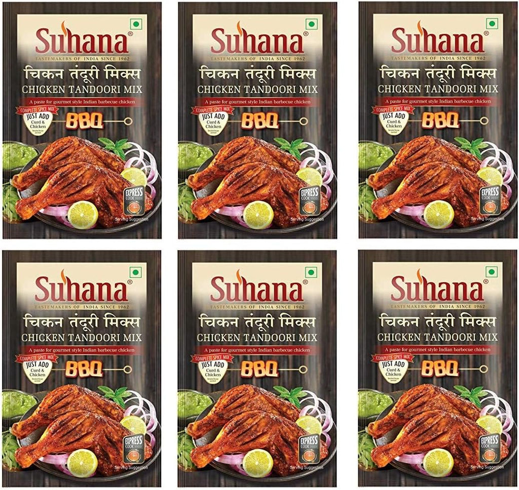 Suhana Chicken Tandoori Paste 100g Pouch| Spice Mix | Easy to Cook - Pack of 6