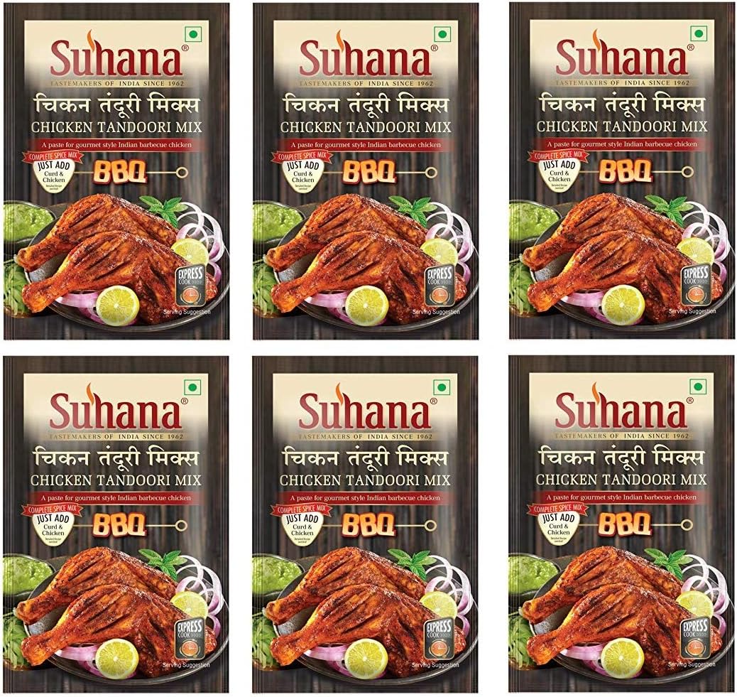 Suhana Chicken Tandoori Paste 100g Pouch| Spice Mix | Easy to Cook - Pack of 6