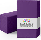 Party Solids Purple Dinner Napkins Disposable 8" x 4" Folded - 40 Pcs 2 Ply Purple Napkins Disposable Paper Guest Towels for Bathrooms, Dinners, Everyday Parties & Party Supplies