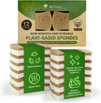 AIRNEX Natural Kitchen Sponges (12 Pack) - Biodegradable Cellulose & Coconut Scrubber Dish Sponge for Kitchen - Eco-Friendly, Non Scratch, Compostable, Non Toxic Natural Sponges for Dishes