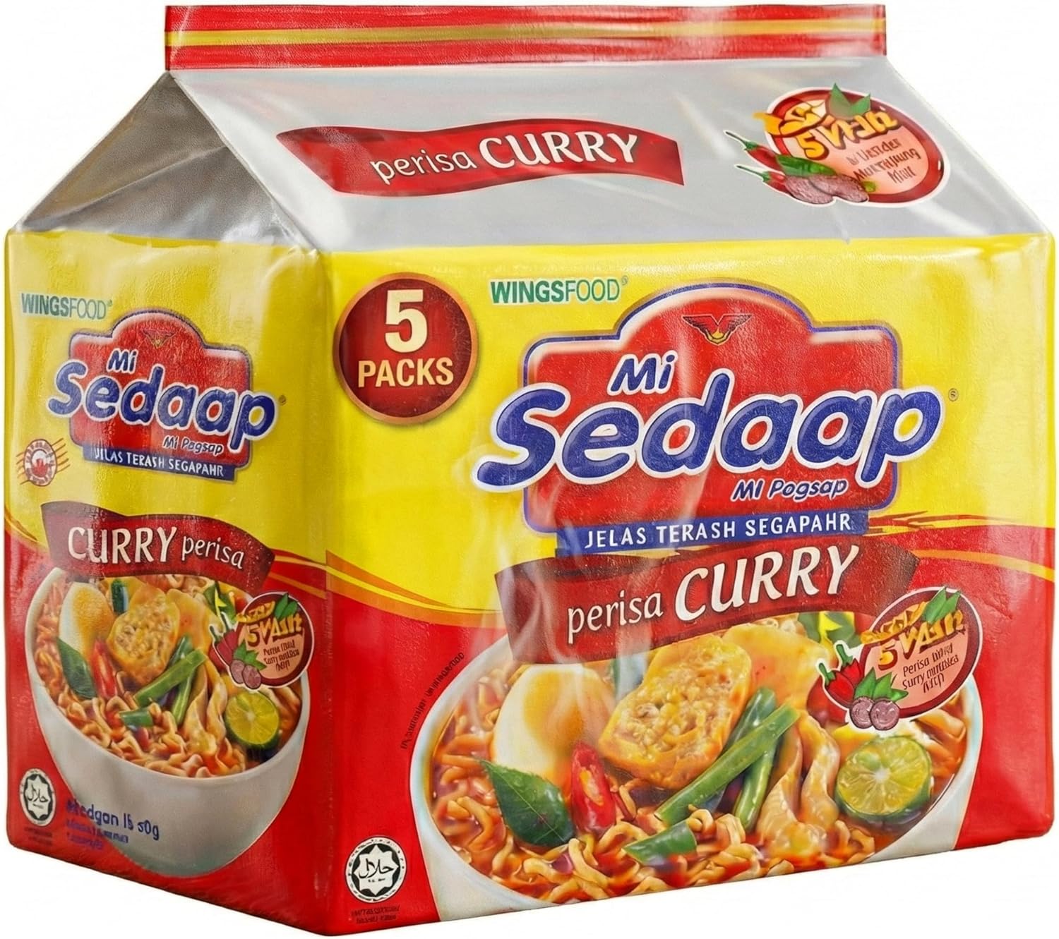 Curry Flavor Instant Noodles (Pack of 5) — Mi Sedaap Instant Ramen