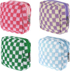 4Pcs Sanitary Napkin Storage Bag, Portable Period Bag for Teen Girls Woman, Pad Pouch Tampon for Purse, Reusable Zipper Period Pouches for Teen School Office Travel Feminine Care Organizer, Plaid