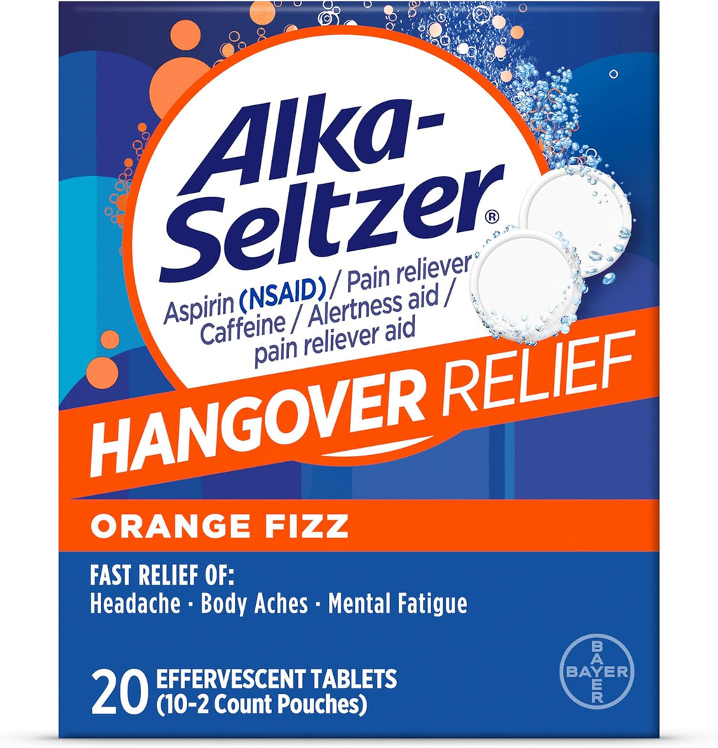Alka-Seltzer Hangover Relief Effervescent Tablets Formulated for Fast Relief of Headaches, Body Aches and Mental Fatigue, 20CT