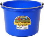Miller Plastic Animal Feed Bucket (Blue) - Little Giant - Round Plastic Feed Bucket with Metal Handle (8 Quarts / 2 Gallons) (Item No. P8BLUE6)
