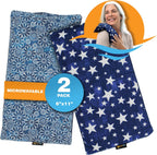 SunnyBay Small Microwave Heating Pad, Microwavable Versatile Cold/Heated Neck and Shoulder Wrap for Back Pain and More, Moist Heat Cotton-Fleece Pad, 6x11 Inches, Blue Star and Royal Flower, Pack of 2