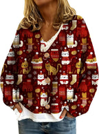 Womens Christmas Cardigan Sweaters Trendy Funny Cardigans Fall Cropped Jacket Oversized Long Sleeve Outfits