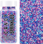 Mermaid Pastel Sanding Sugar Sprinkles Mix, 4.6 oz Edible Purple Pink Sparkling Sugar Crystals for Baking Topping, Cupcakes, Cookies, Ice Cream & Cake Decorating, Wedding Party Valentines Supplies