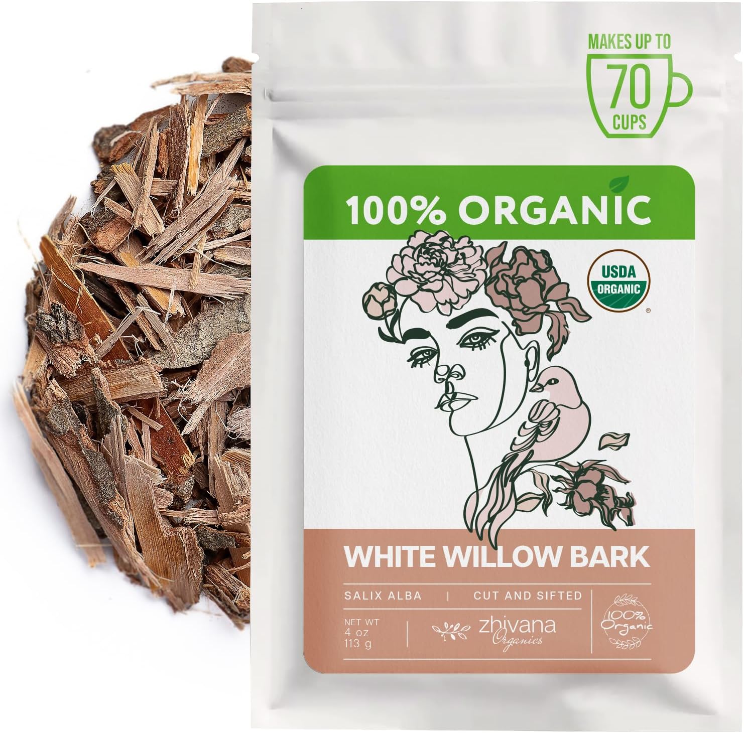 Organic White Willow Bark Tea (4 oz.) – White Willow Bark Herb for Cold Infusions, Decoctions & Herbal Use - Traditionally Used for Occasional Tension & Discomfort