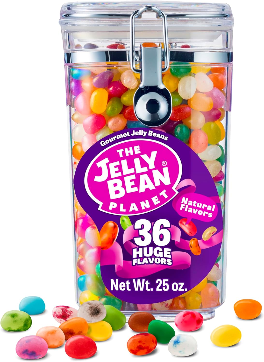 The Jelly Bean Planet, Gourmet Jelly Beans Bulk 25 Oz Jar - 36 Natural Fruit Flavors, Kosher Candy, Plant Based Colors - Gluten Free Jellybeans Easter Candy Gift, Allergen Friendly Basket Stuffers