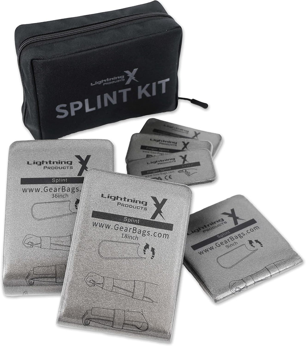 Lightning X Folded Universal Foam & Aluminum Medical Tactical Roll Splint Kit PRO for First Aid EMT Trauma Kits - 6 Splints, 36", 18", 9" & Finger + Bag