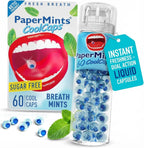 PaperMints CoolCaps Breath Mints Peppermint Sugar-Free - Dual Action Liquid Capsules for Instant Fresh Breath, Long-lasting Breath Freshner, Fast-Dissolves, Pocket Size Twist Cap 3 pack of 60 pieces - 180 Mints