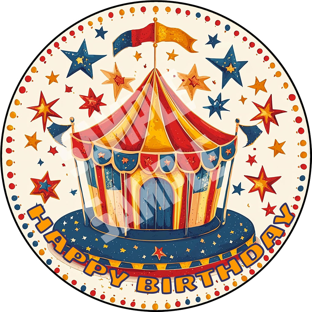 7.5x Inch Edible Cake Toppers – Circus Themed Birthday Party Collection of Edible Cake Decorations
