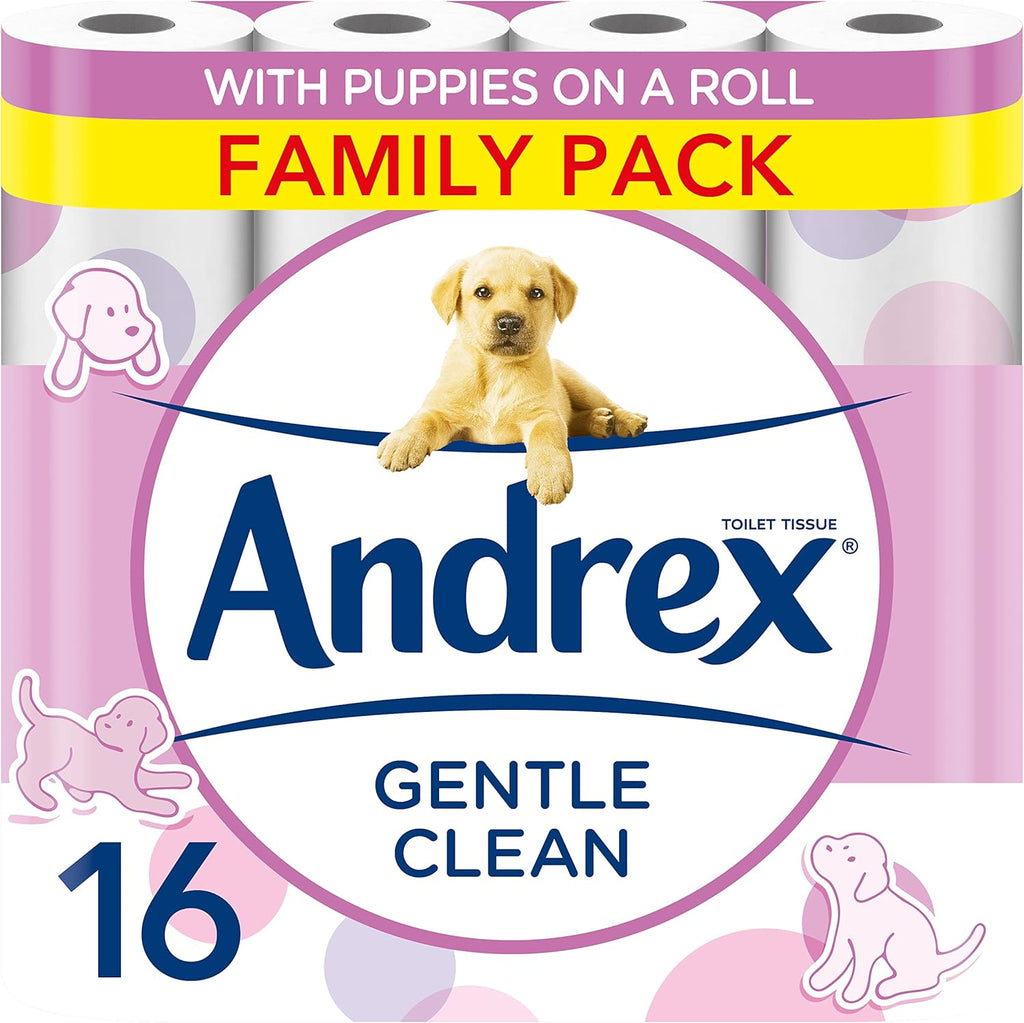 Andrex Gentle Clean Toilet Rolls Pack, 16 Count (Pack of 1)
